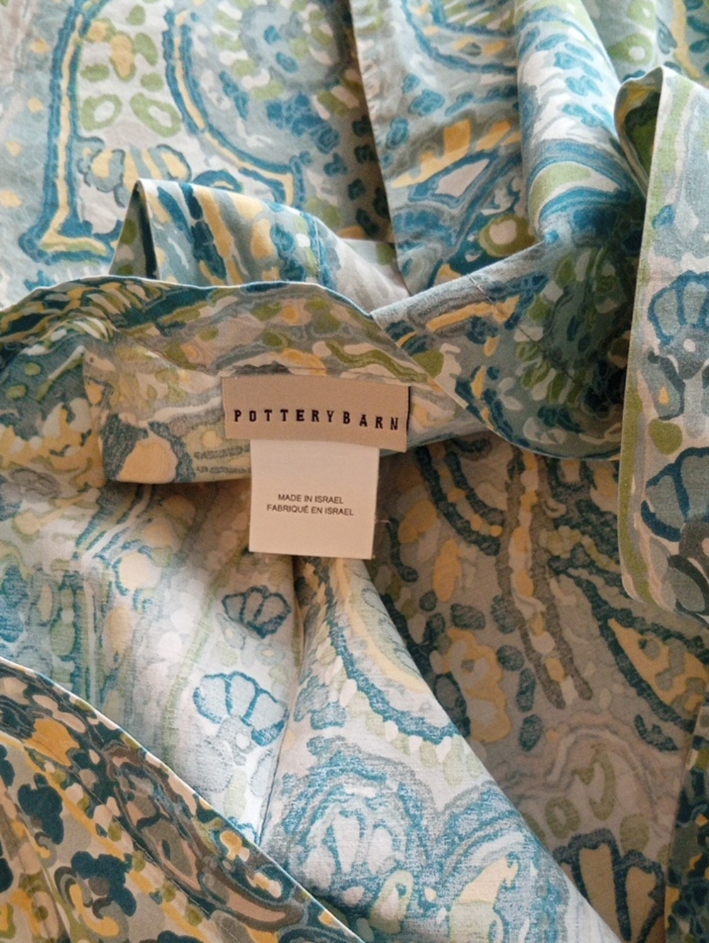 Pottery Barn Rosalie Paisley Euro Sham Aqua Blue Green Yellow